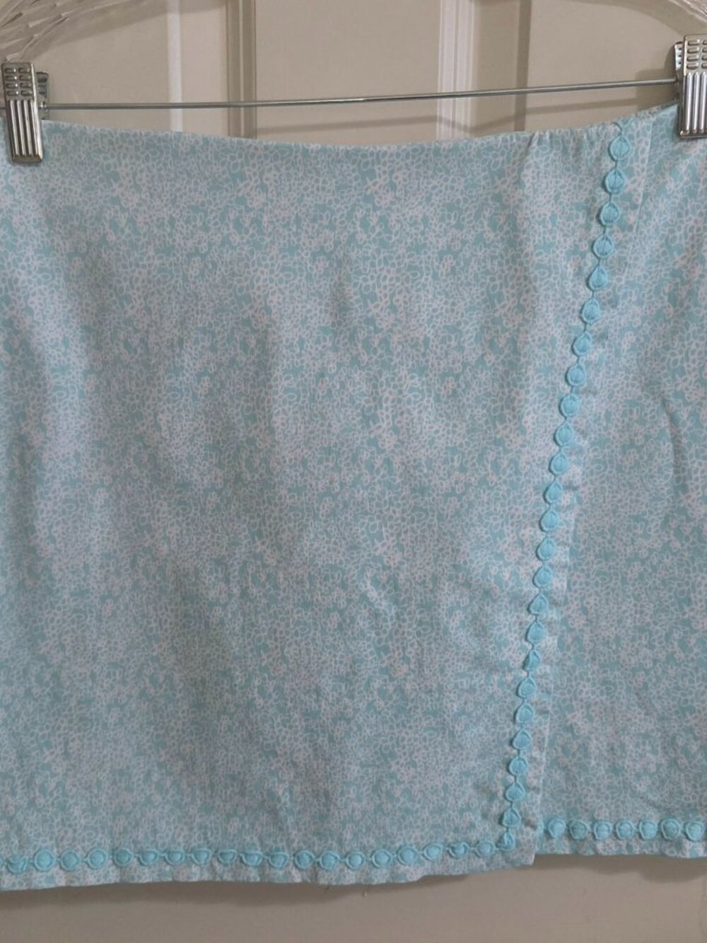 Crown & Ivy Preppy Light Blue Faux Wrap Skort with Pom Trim - Size 10